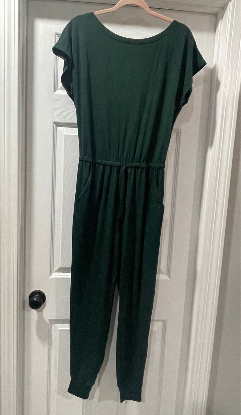 PRETTYGARDEN Women’s Green Jumpsuit Size Small Tie Waist Tapered Leg Romper